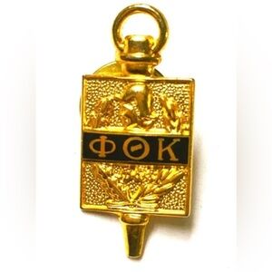 Phi Theta Kappa Gold and Black Greek Letter pin.